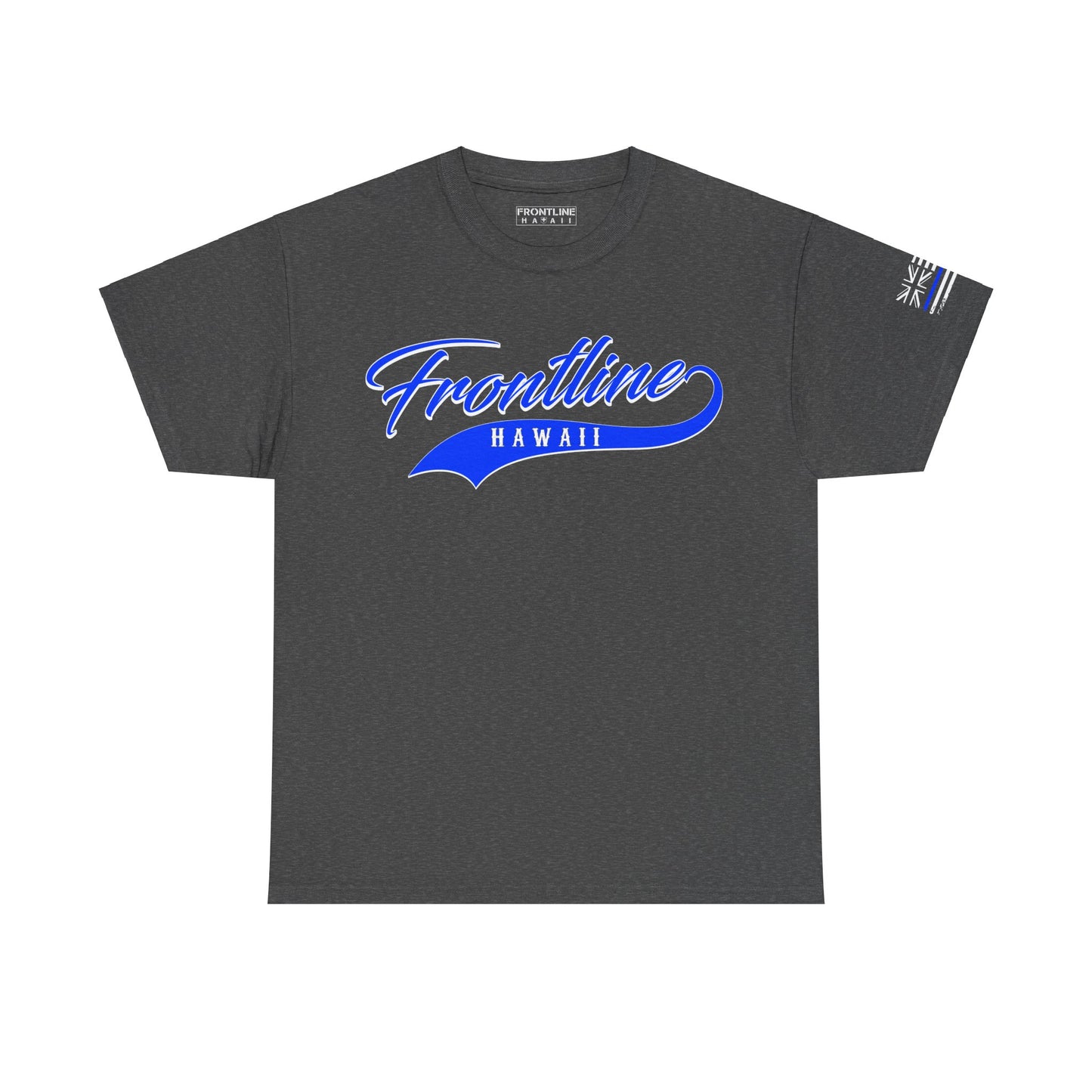 Frontline Hawaii Blue Script Cotton T-shirt