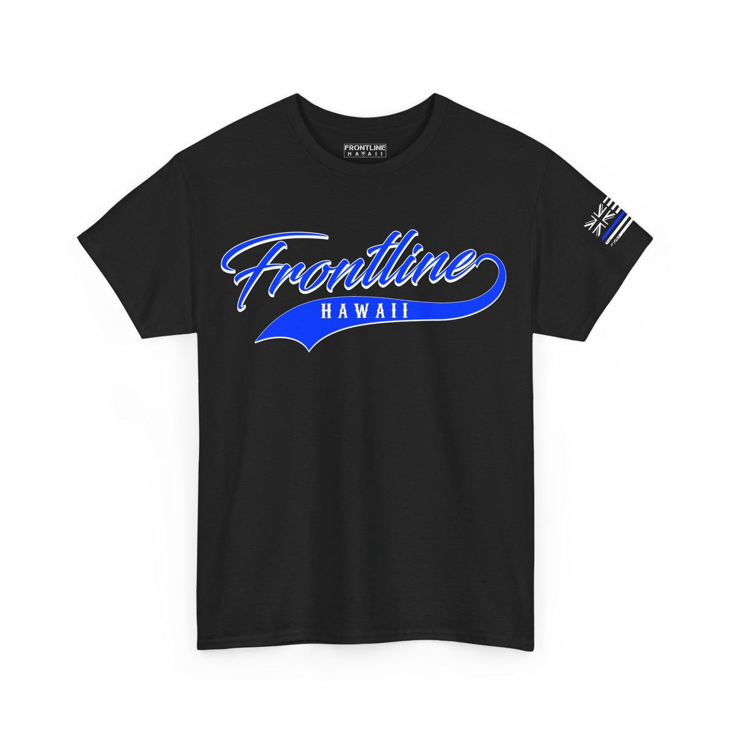 Frontline Hawaii Blue Script Cotton T-shirt