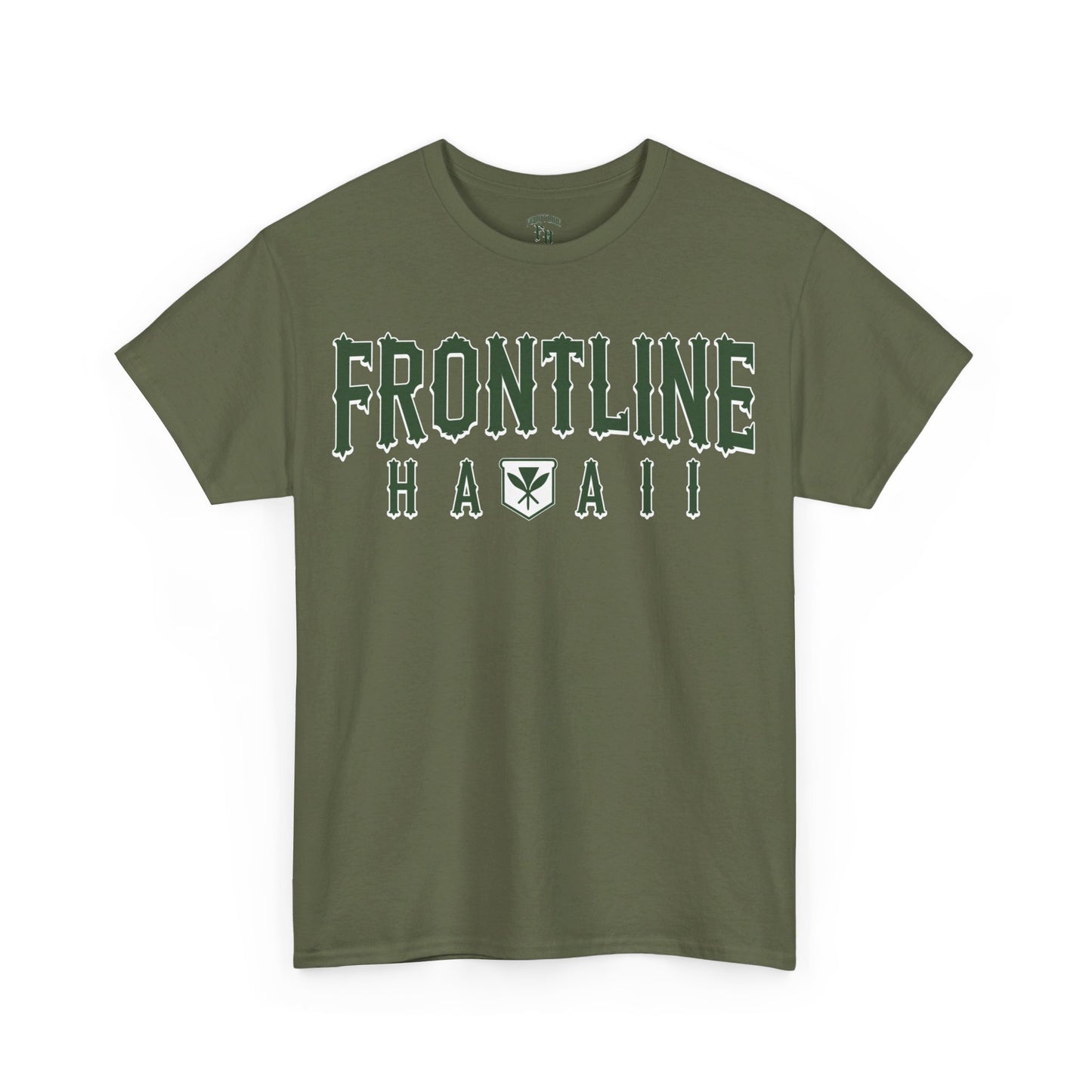 Frontline Hawaii Green/White Cotton T-shirt