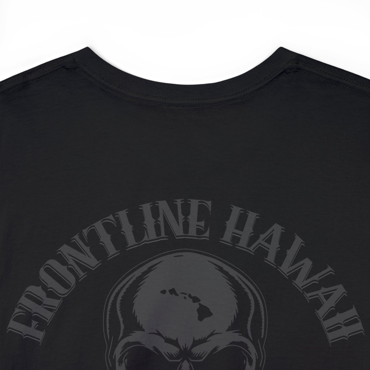 Frontline Hawaii Black Print Cotton T-shirts