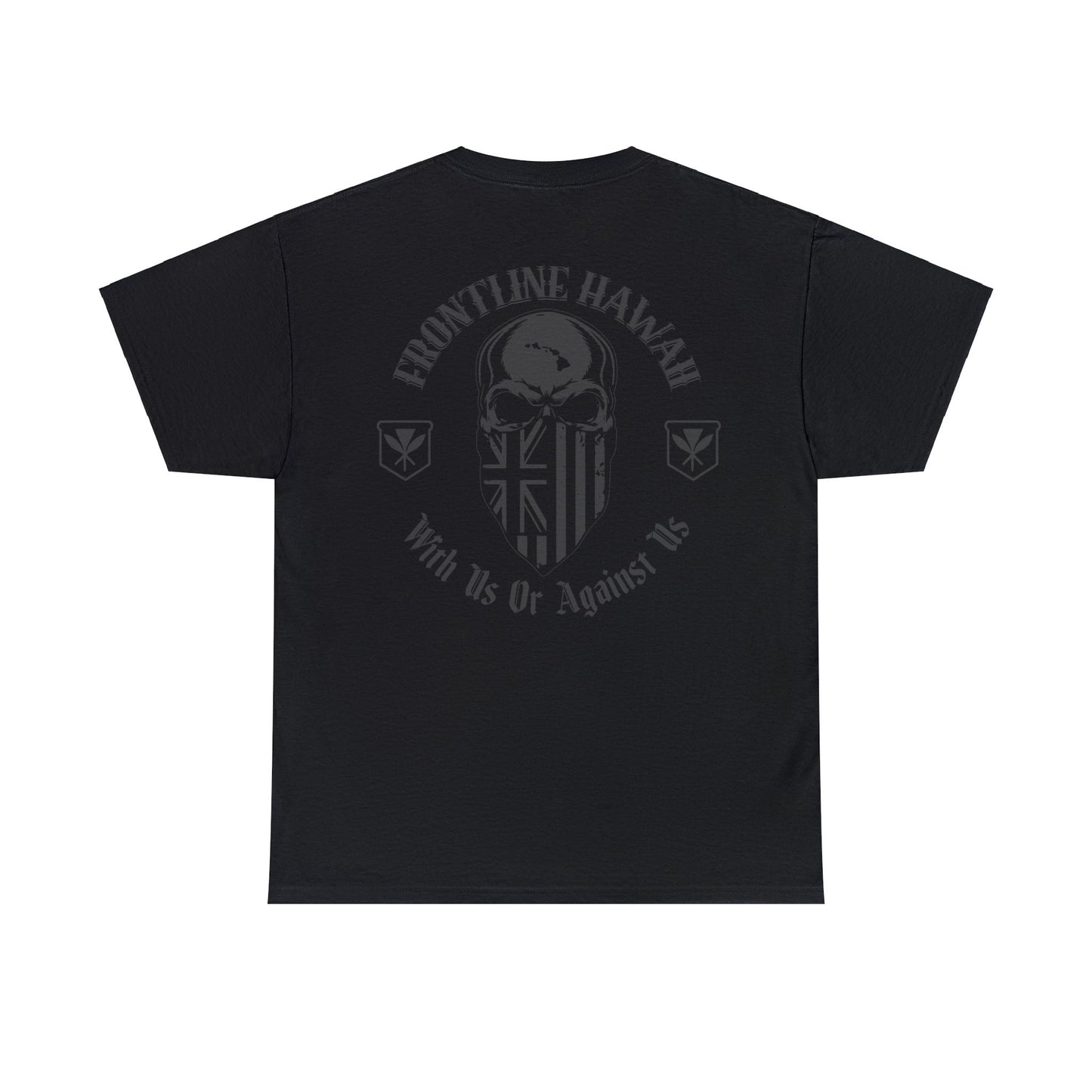 Frontline Hawaii Black Print Cotton T-shirts